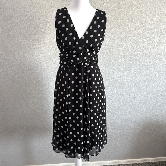 Black and light grey Sleeveless V-Neck Midi Dress size Large - Picture 2 of 4